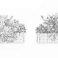Wall Mounted Wooden Garden Planters With Various Flowers And Green Plants