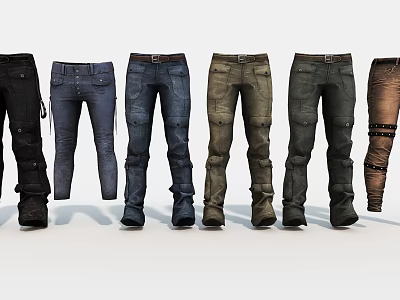 Stylish Pants Collection Featuring Various Colors And Designs For Daily Wear 3d model