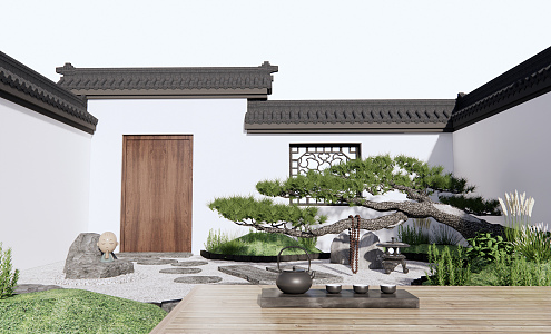 New Chinese Courtyard Dead Rock Courtyard Garden 3d model