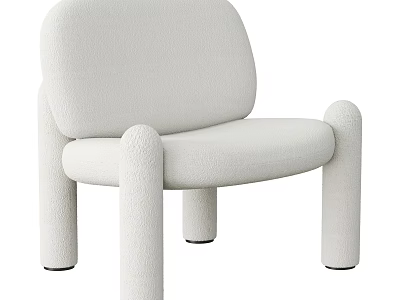 Modern White Accent Chair With Plush Cushioned Seat Curved Back And Rounded Arms 3d model
