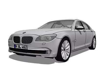 Silver BMW Luxury Sedan With Front Grille Design And Alloy Wheels 3d model