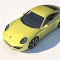 Yellow Porsche Sports Car With Sleek Modern Design And Black Wheels