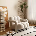 Modern Single Sofa Cream Single Sofa 3d model