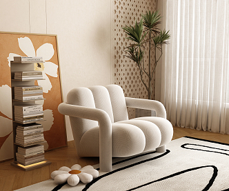 Modern Single Sofa Cream Single Sofa 3d model