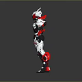 Futuristic Biomechanical Character With Red White Black Armor And Helmet Design