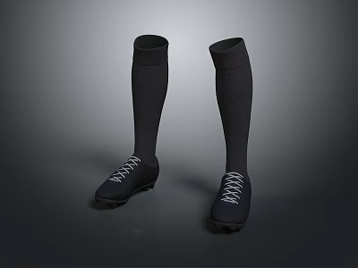 Black Long Socks with Black Football Shoes for Sports Athletic Wear 3d model