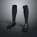 Black Long Socks with Black Football Shoes for Sports Athletic Wear