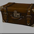 Classic Brown Leather Suitcase With Metal Rivets And Corners For Fashion Accessory