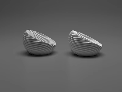Two White Single Sofas Featuring Wave Texture on Gray Background 3d model