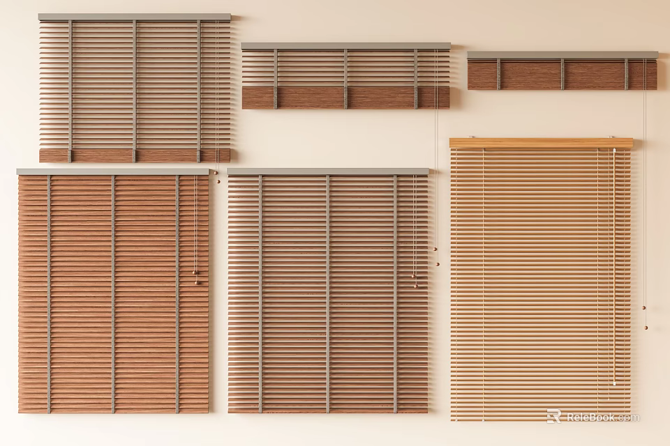 Venetian Blinds With Various Design Styles And Natural Materials For Home Decor 3d model 