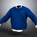 Classic Blue Sweater with White Collar Cuffs and Small Chest Logo 3d model