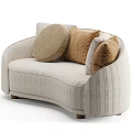 Beige Striped Fabric Multi Seater Sofa With Brown Cream Decorative Cushions And Wooden Legs