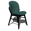 Teal Velvet Accent Chair With Curved Back And Black Wooden Legs