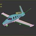 Blue Small Jet Airplane With Cockpit Windows Landing Gear And Reflective Surface