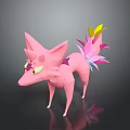 Game Movie Character Pink Fox Low Poly Design Colorful Tail Yellow Pink Purple