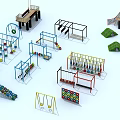 Outdoor Playground Equipment Featuring Climbing Frames Swings Slides And Balance Beams