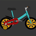 Kids Colorful Bicycle with Blue Frame Red Accents and Yellow Training Wheels