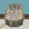 Modern Road Facilities With Wooden Walkway Glass Enclosure And Paved Area