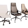 Modern Office Chairs In Three Colors With Caster Wheels For Workspace 3d model
