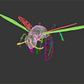3D Rendered Wasp With Purple Wings And Black Body In Flight