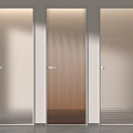Modern Glass Hinged Doors In Different Textures Frosted Vertical Stripes And Grid Patterns 3d model