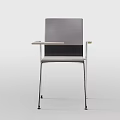 Gray Black Office Chair With Metal Frame Armrests And Foldable Desk