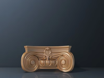 Golden Intricate Carved Decorative Piece With Curved Patterns And Ornate Details 3d model