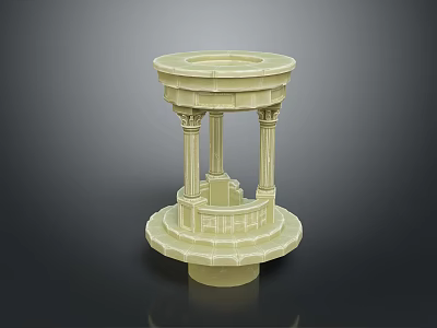 Elegant Classical Stone Architectural Model With Round Top Columns And Intricate Base Design 3d model