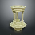 Elegant Classical Stone Architectural Model With Round Top Columns And Intricate Base Design