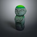Man Figurine With Green Head Closed Eyes And Floral Body Patterns Design