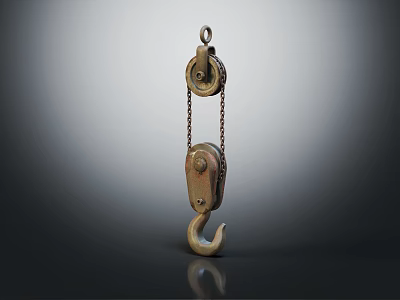 Industrial Pulley With Metal Construction Chain And Hook For Heavy Lifting 3d model