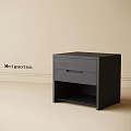 Modern Minimalist Black Bedside Table with One Drawer and Open Lower Shelf 3d model