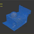 Ancient Stone Structure Model With Red Dome And Stone Walls On Grass Ground