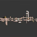 Industrial Mechanical Equipment with Metal Pipes Valves and Connectors