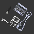 White Multiple USB Ports Charger With Power Adapter And Data Cables For Phones