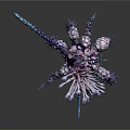Fantasy Mythical Creature 3D Model With Multiple Tentacles And Purple Blue Design