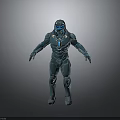 Blue Mech Warrior 3D Rendered With Shiny Metallic Armor And Standing Pose 3d model