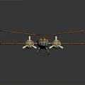 Vintage Space Aircraft With Retro Wing Structure And Metallic Propeller Design
