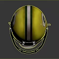 Yellow Football Helmet With Green Stripes Logo And Green Facemask Protective Gear