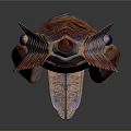 3D Rendered Colorful Aquatic Animal with Dorsal Fins and Skeletal Body Structure