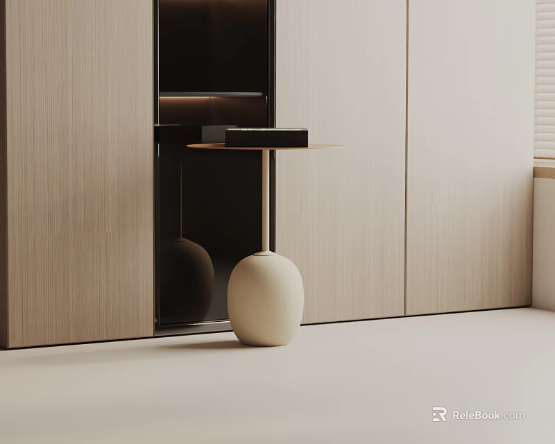 Modern Stylish Side Table With Round Top And Beige Ceramic Base For Interior Space 3d model