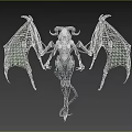 Eerie Dark Fantasy Game and Movie Character with Horns Wings Skeletal Features and Tail