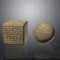 Modern Brick Cube And Sphere Geometric Structures On Dark Surface 3d model