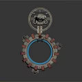 Cosmic Space Station With Ring Structure Blue Light And Mechanical Components