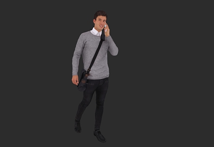 Standing Men Call Men Casual Men 3d model