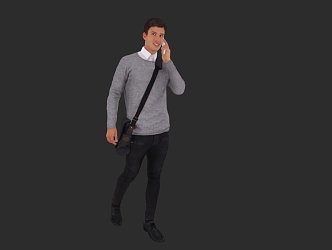 Standing Men Call Men Casual Men 3d model