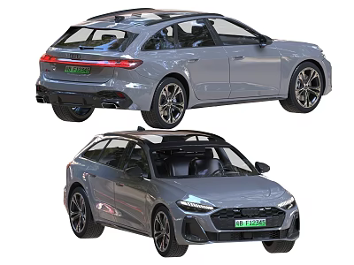 Modern Silver Gray Wagon With Roof Rails Black Rims And Sleek Design 3d model