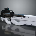 Modern Tactical Weapon With White And Black Body And Scope Attachment For Precision Shooting
