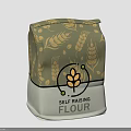 Self Raising Flour Packaging Bag Featuring Wheat Patterns In Green And Beige Design