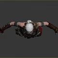 Game Movie Warrior Character With White Short Hair And Armored Leather Outfit Red Sash